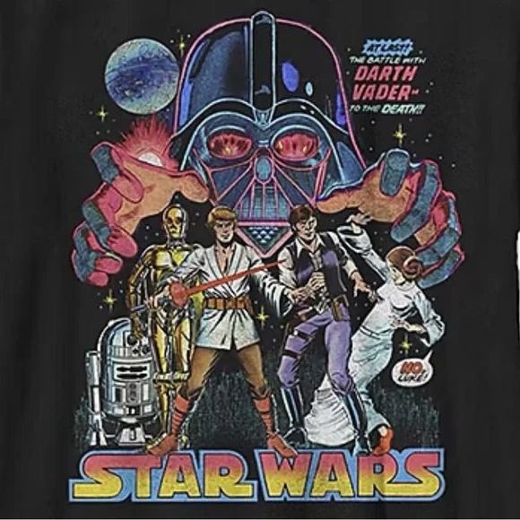 Gildan Boys Crew Neck Short Sleeve Slim Fit Star Wars Graphic T-Shirt in black - Picture 3 of 3